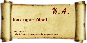 Weninger Abod névjegykártya